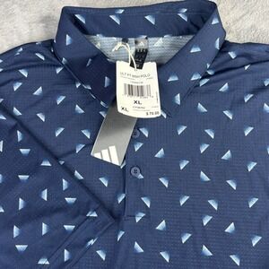 Adidas Polo Shirt Mens XL Navy Blue Geometric Mesh‎ Golf Performance JF4909 NEW